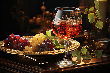 红酒与美食背景