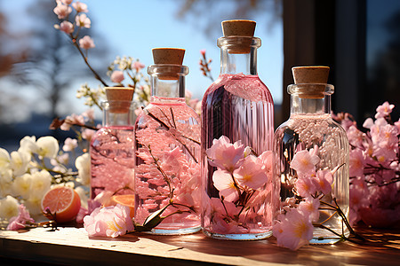艺术美感的苏打水玻璃瓶背景图片