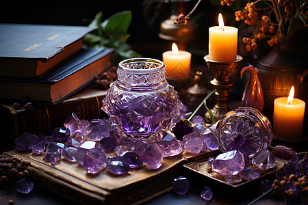 神秘的紫水晶团簇图片