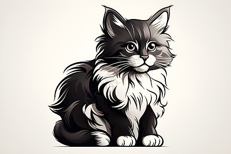 简约线性的卡通猫咪插图背景图片
