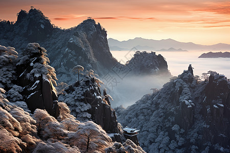 黄山的山顶背景图片