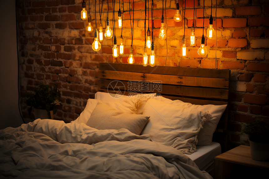 夜晚的温馨小卧室图片