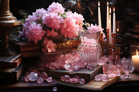 粉色水晶团簇图片