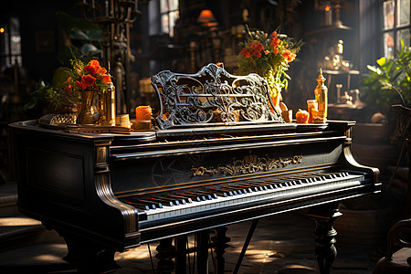 复古的钢琴背景图片