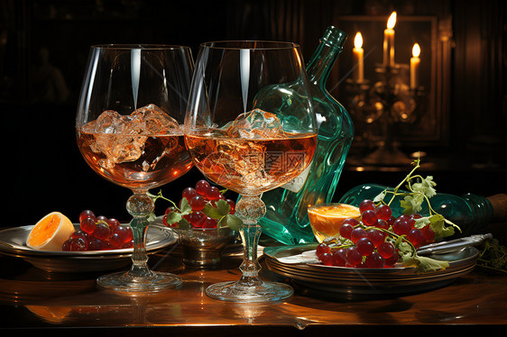 玻璃杯中美味的葡萄酒图片
