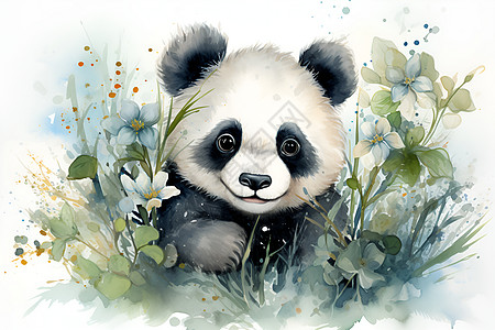 可爱萌宠的熊猫绘画图片