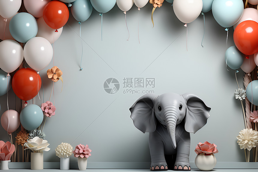 相框的大象模型装饰图片