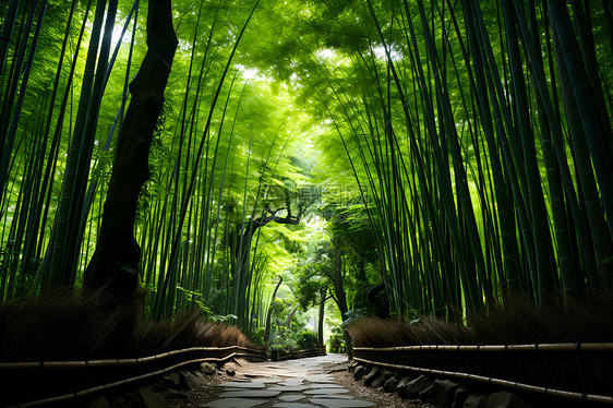 竹林中的小路图片