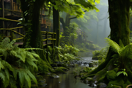 热带树林神秘的热带森林背景