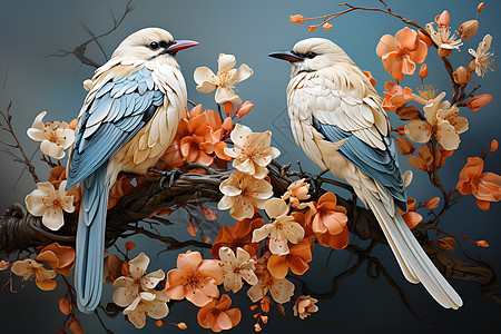 树枝上的工艺绣鸟图片