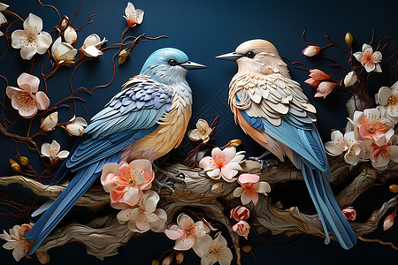 工艺的艺术绣鸟图片