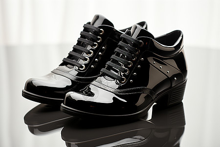 优雅的黑色皮鞋图片