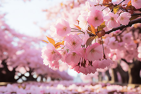 开放的粉色樱花树图片