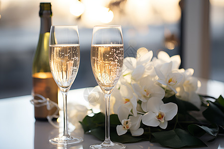 婚礼上的香槟酒杯图片