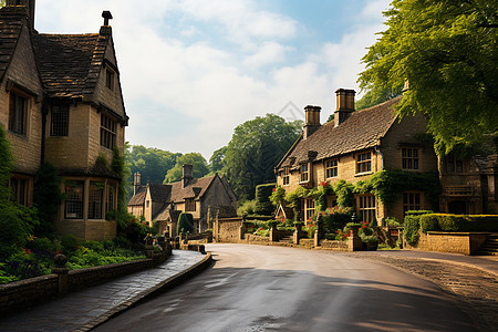 古朴英式村落背景图片