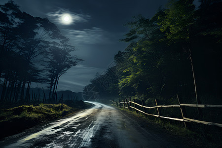 黑夜下的幽暗之路图片
