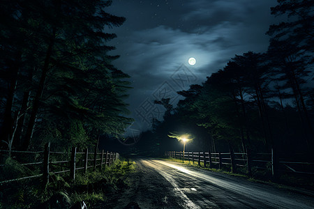 黑暗之夜下的林荫图片