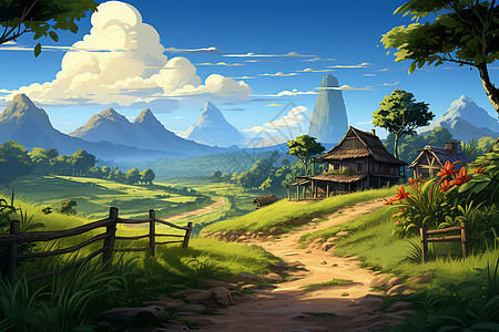 乡村和谐画面背景图片