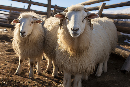 羊圈里的绵羊背景图片