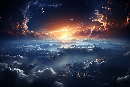 云层上的太阳背景图片