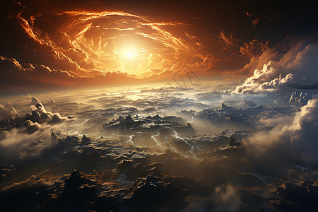 天空中的日出漩涡图片