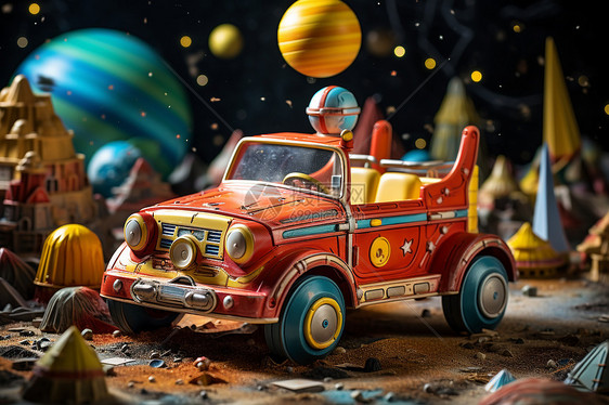 太空红色玩具车图片