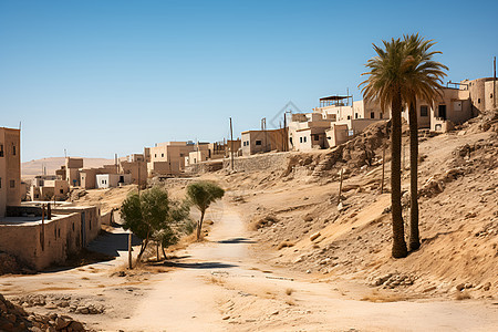 沙漠中的美丽村落图片