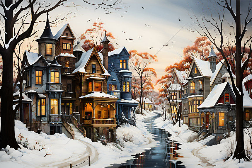冬季小镇图片