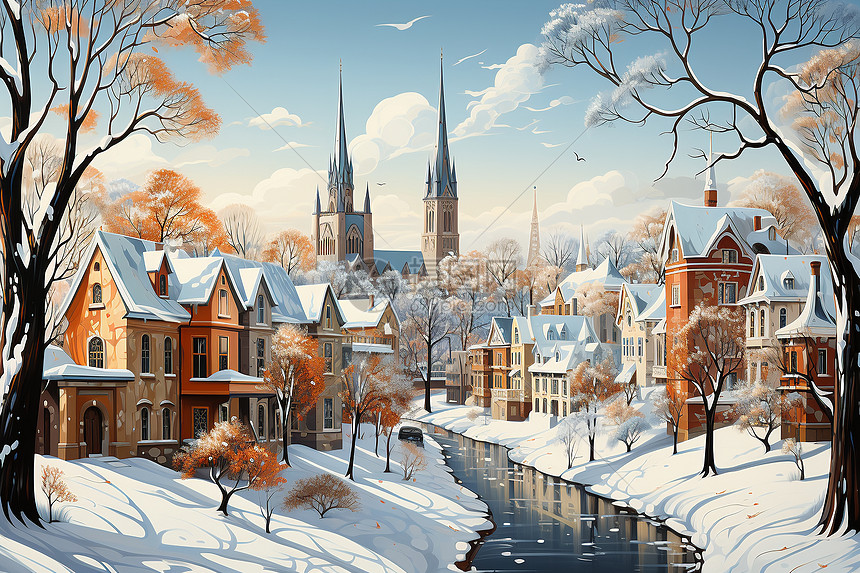 冬日小镇图片