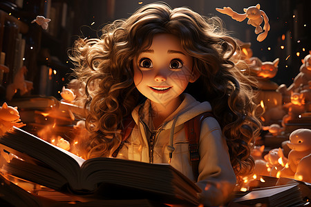 童话世界中的女孩背景图片