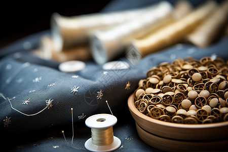 手工刺绣的花纹布料背景图片