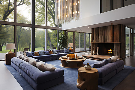宽敞的现代客厅背景图片