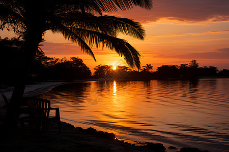 日落时分的海滩景观图片