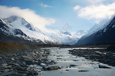 美丽的雪山山谷景观图片