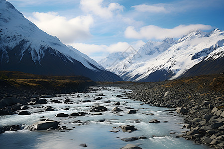 雪山湖泊的美丽景观图片