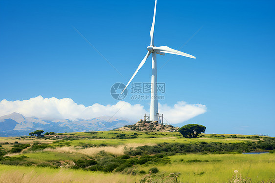 田野中的风力涡轮机图片