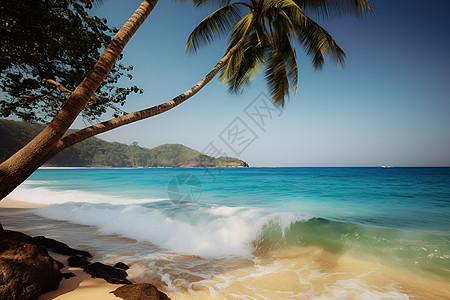 夏季海滩海天一色的海洋景观背景