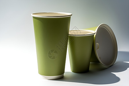 设计的绿色纸杯背景图片