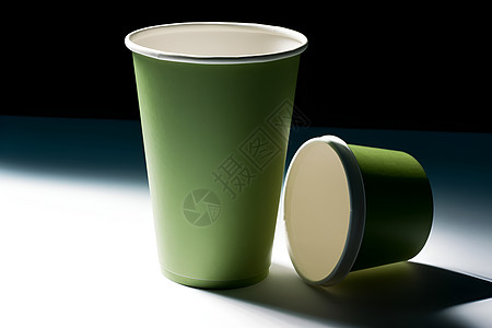 简约的绿色杯子背景图片