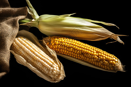 黑色背景中的玉米图片