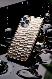 水波荡漾的金色手机壳背景图片