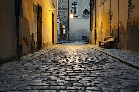 历史悠久的欧式小镇街道背景图片
