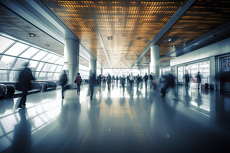 繁忙的机场大厅背景图片