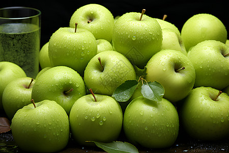 新鲜采摘的苹果高清图片