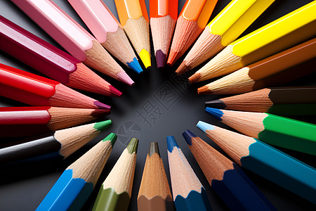 七彩铅笔手绘艺术的彩色铅笔背景