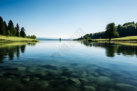 湖畔的自然风光图片