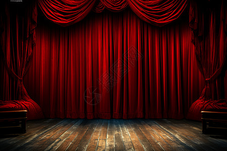 舞台上的红色幕布背景图片