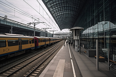 车站中停靠的列车背景图片