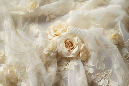织物上额度白色花朵图片