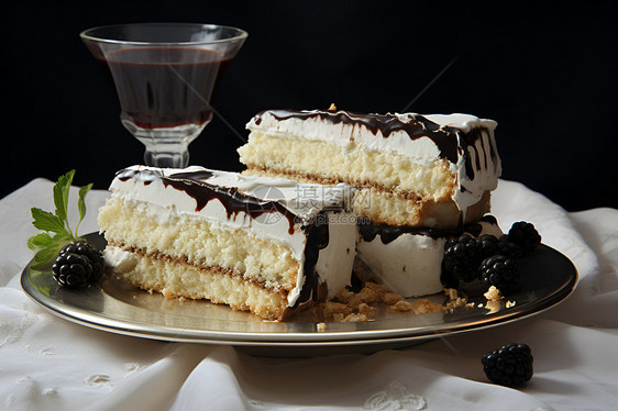 盘子里面美味的巧克力蛋糕图片